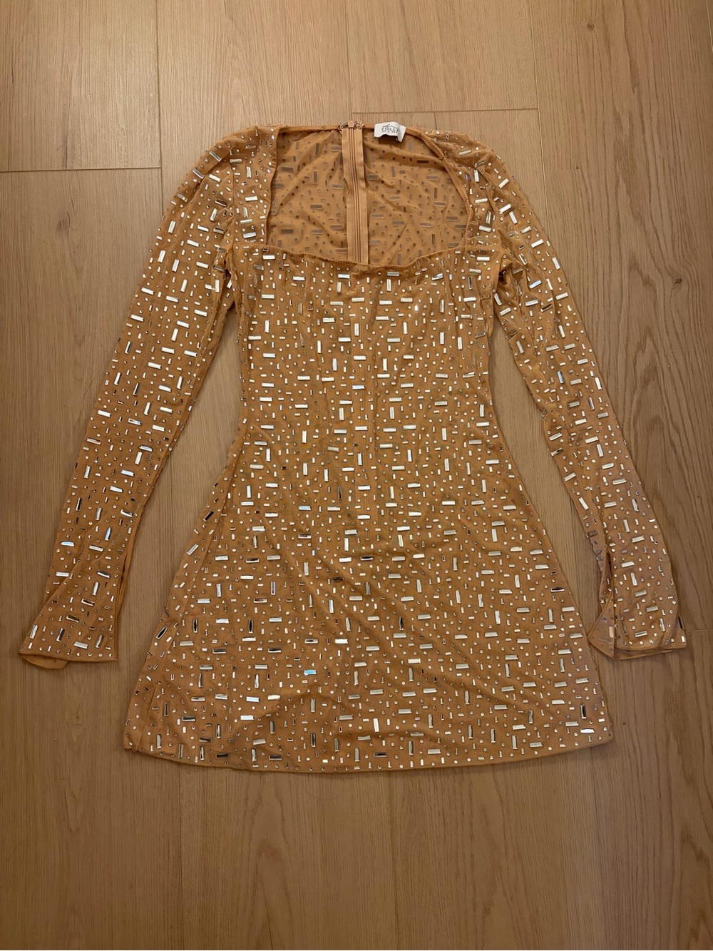 Oh Polly Embellished Long-Sleeve Mini Dress